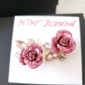 Betsey Johnson Rose Studded Earrings